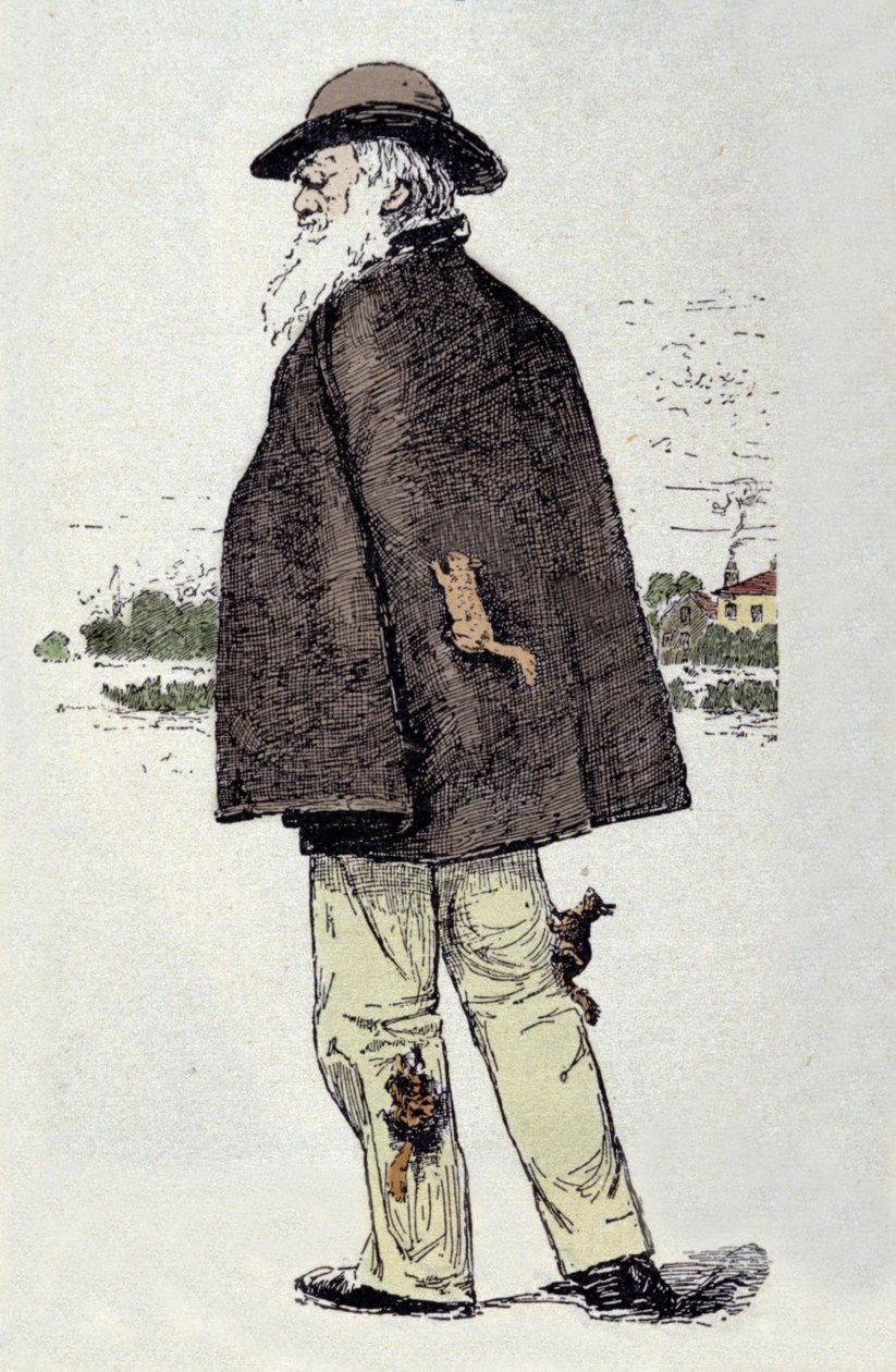Portrait of Charles Darwin (1809-1882) playing with squirrels by Unknown artist