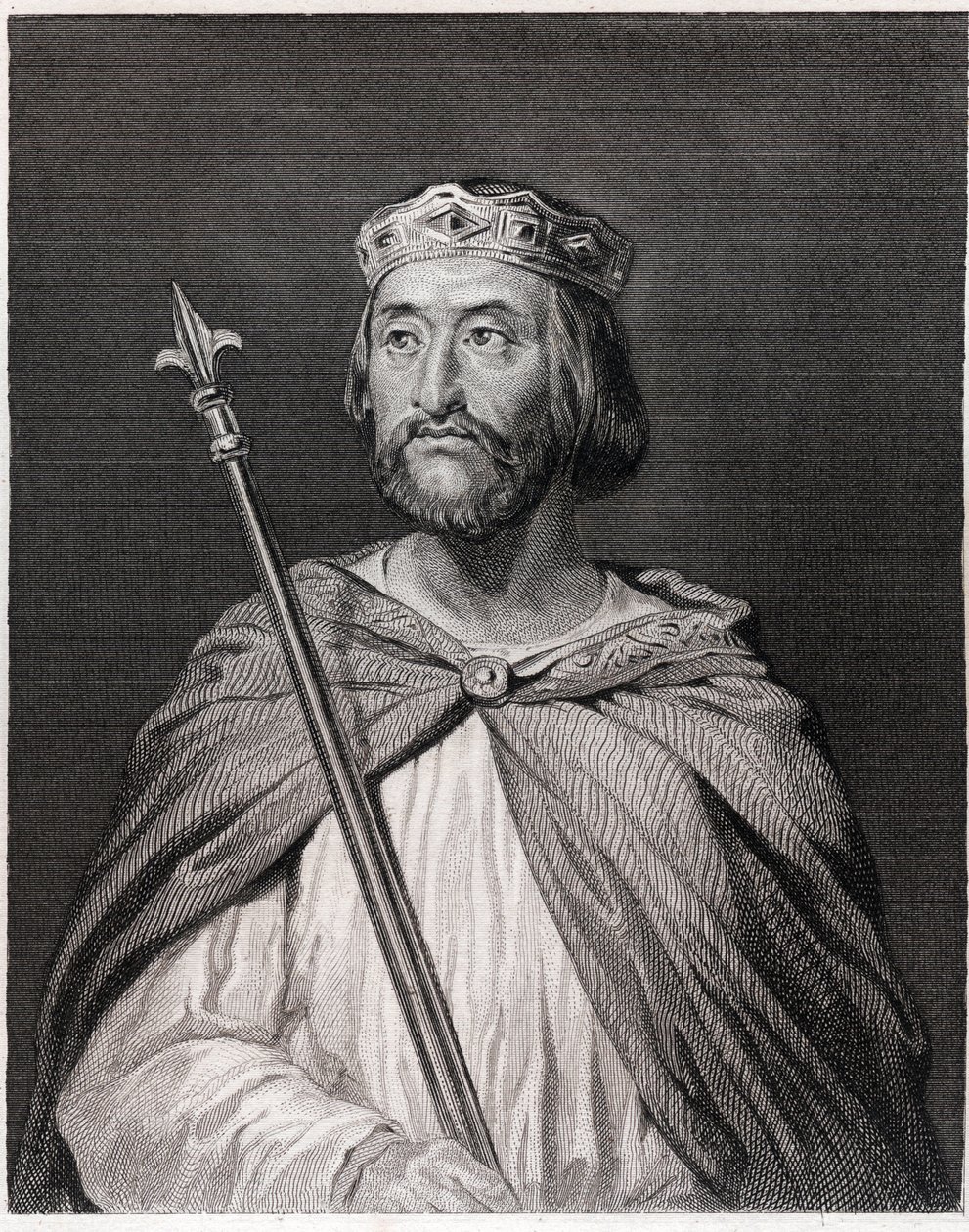 Portrait of Charles III dit le Simple (879 - 929), King of France (898 - 929) - in “Histoire des Français” by Lavallée, engraving by Unknown artist