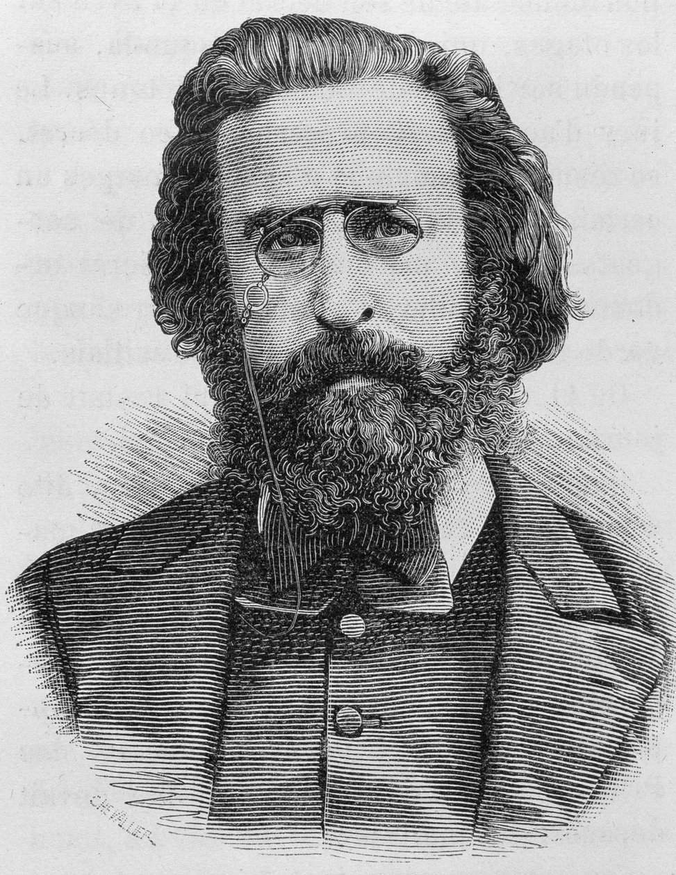 Portrait of Charles Théophile Ferré (1845 - 1871). Engraving of the end of the 19th century in 