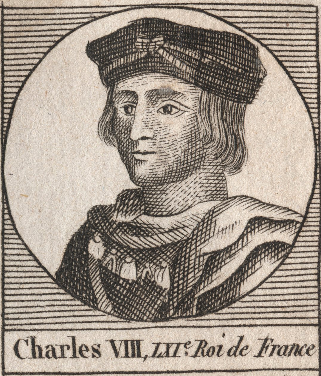 Portrait of Charles VIII (1470-1498) French King of the Valois Dynasty - Charles VIII (1470-98) King of France - engraving from Instruction sur l