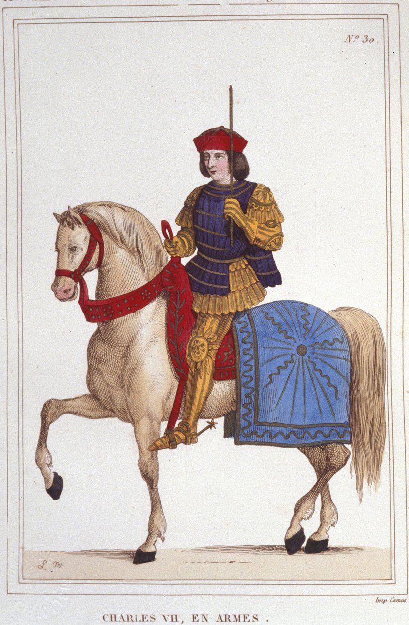 Portrait of Charles VII (1403 - 1461), King of France. Engraving of 1830 by Unknown artist