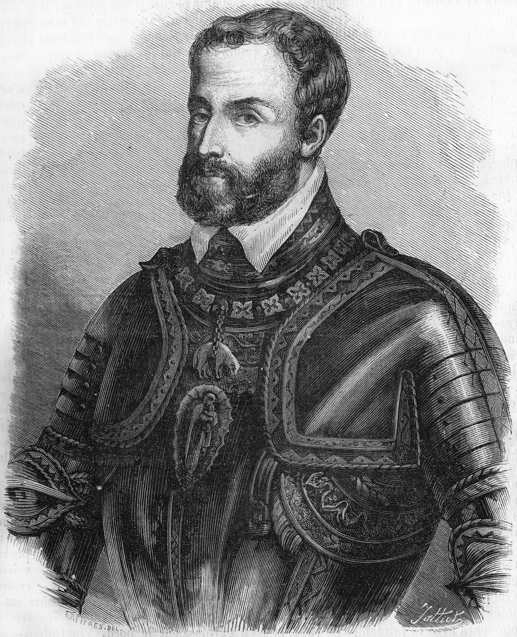 Portrait of Charles V, Emperor of the Holy Roman Empire. Engraving of the 19th century by Unknown artist