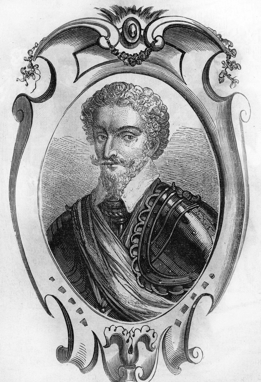 Portrait of Charles de Gontaut, Baron, then Duke of Biron (1562-1602), Marshal of France (engraving of 1866) by Unknown artist