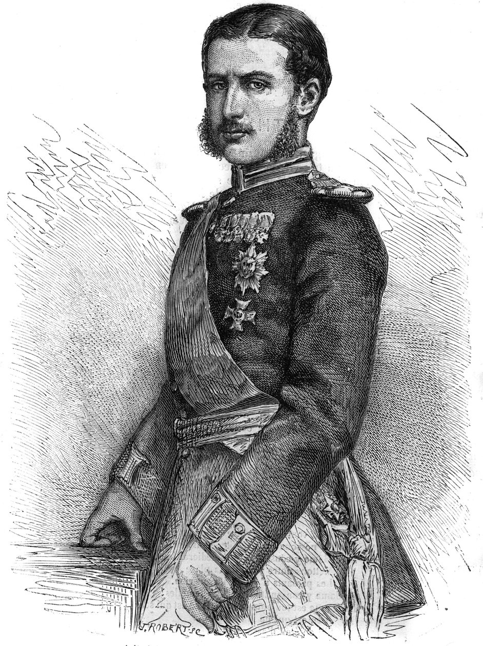 Portrait of Charles de Hohenzollern (1839-1914), regaining prince of Romania, then king Charles I (Carol I) - Engraving In The Illustrous Journal by Unknown artist
