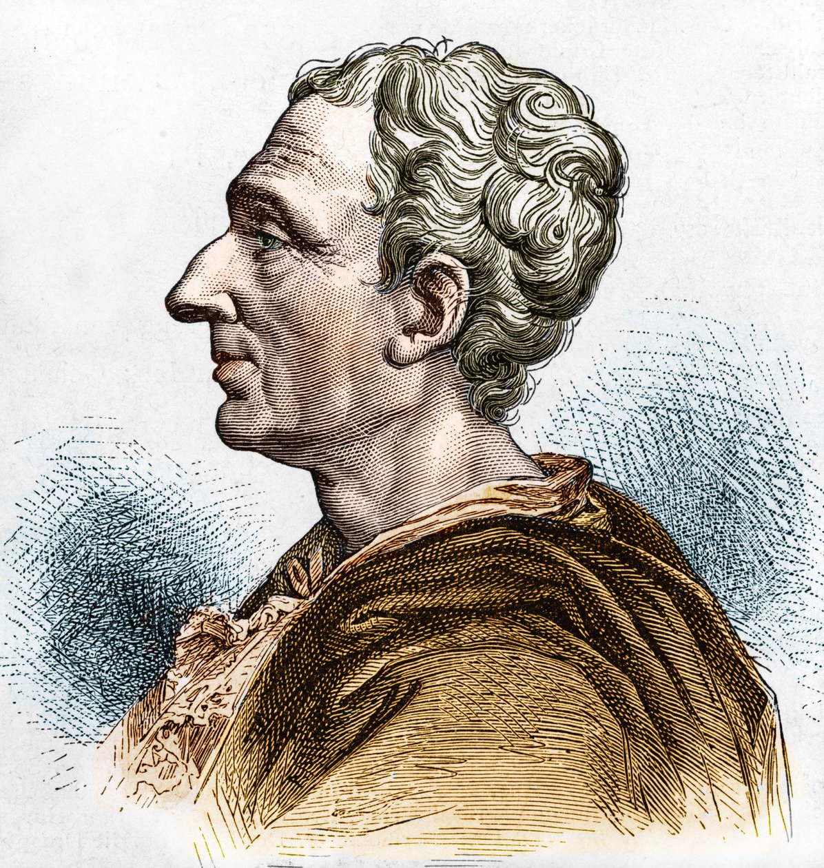 Portrait of Charles de Secondat (1689 - 1755), Baron De La Brède and Montesquieu. Engraving of the 19th century by Unknown artist