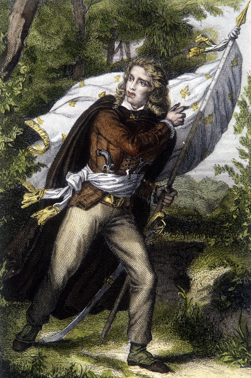 Portrait of Chef Chouan Jacques Cathelineau (1759-1793) Carrying the Banner with Flowers of Lilies by Unknown artist