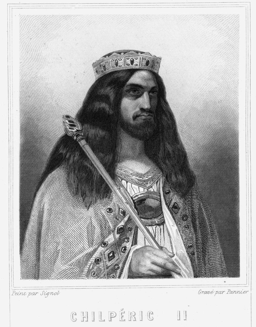 Portrait of Childeric III (v. 670 - 721), King of Neustria - in 