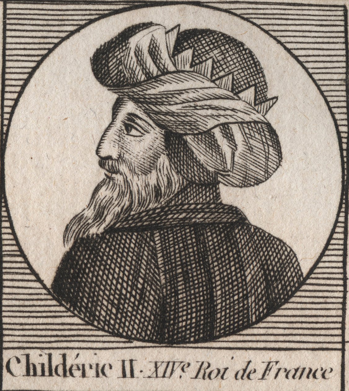 Portrait of Childeric II, King of the Franks from 670 to 673 - engraving from 