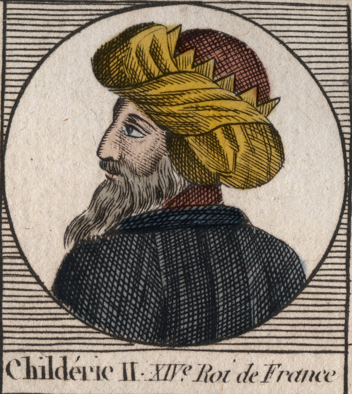 Portrait of Childeric II, King of the Franks from 670 to 673 - engraving from 