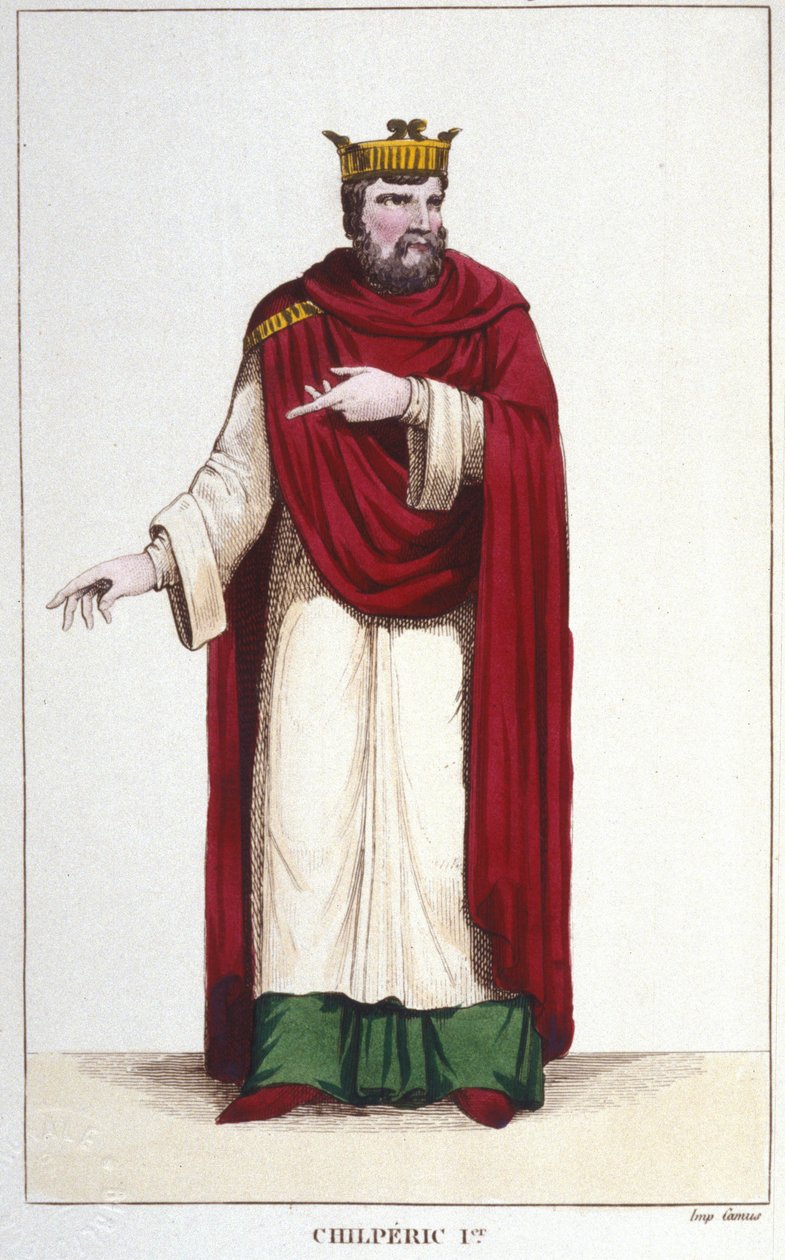 Portrait of Chilperic I, King of Neustria (engraving 1830) by Unknown artist