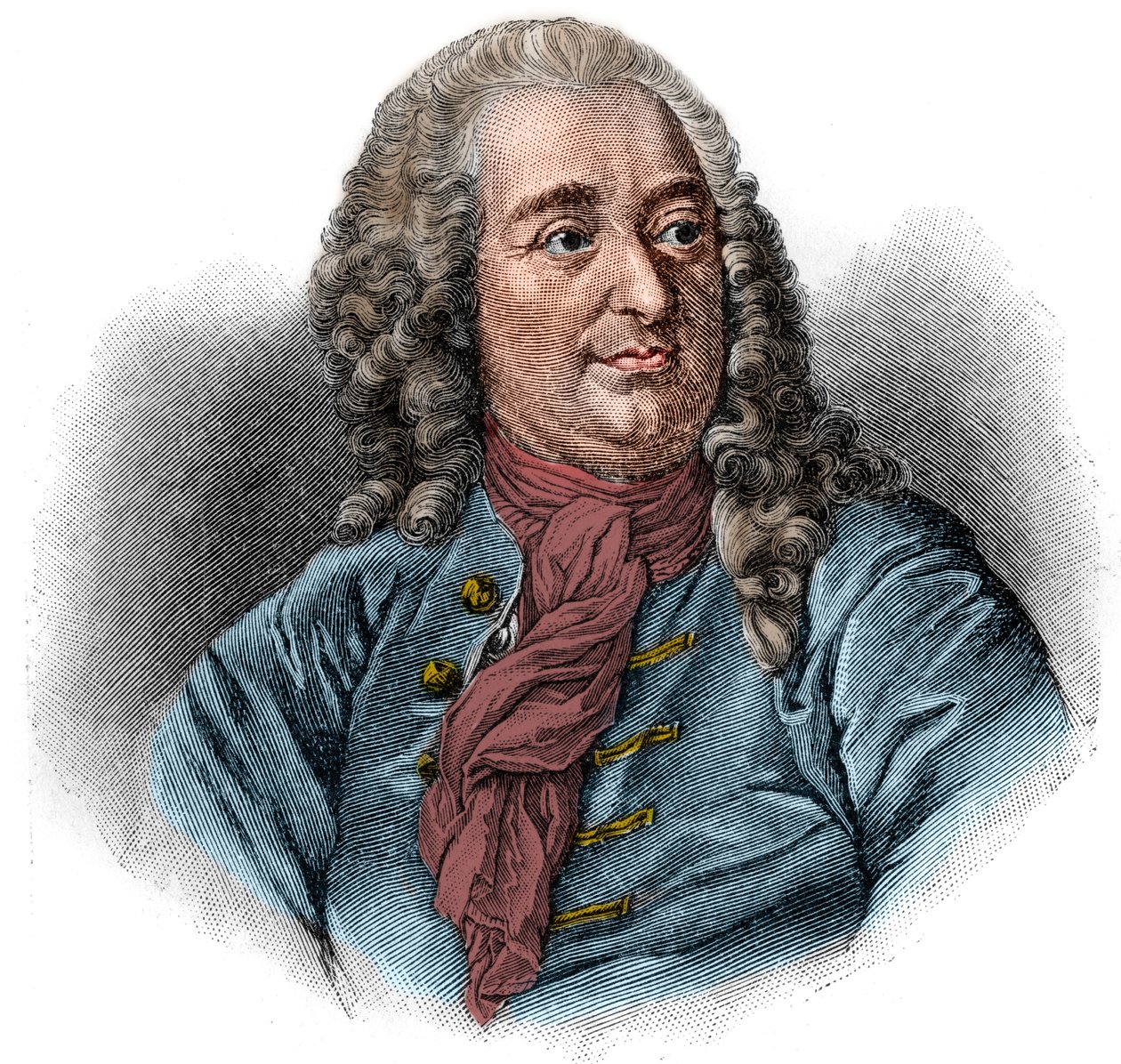 Portrait of Christian von Wolff or Christian von Wolf, German jurist, mathematician and philosopher (1679-1754). Engraving by Unknown artist