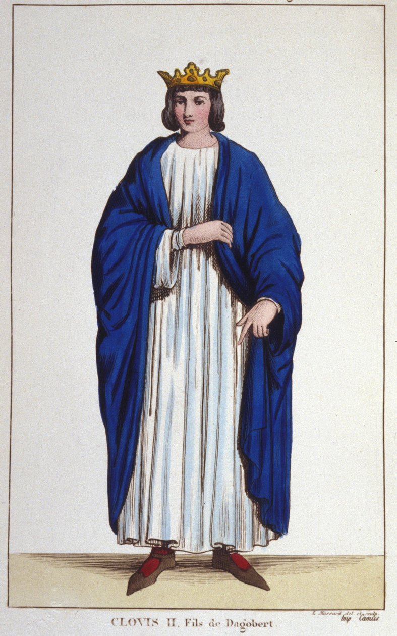 Portrait of Clovis II, King of Neustria, Burgundy and Austrasia (engraving from 1830) by Unknown artist