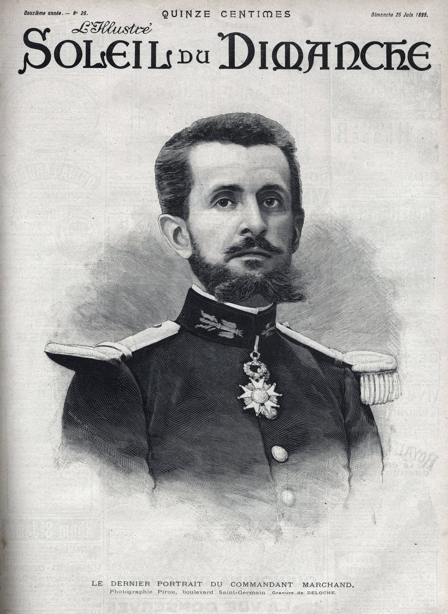 Portrait of Commander Jean Baptiste Marchand. Engraving in Le sun-du-dimanche, June 25 by Unknown artist