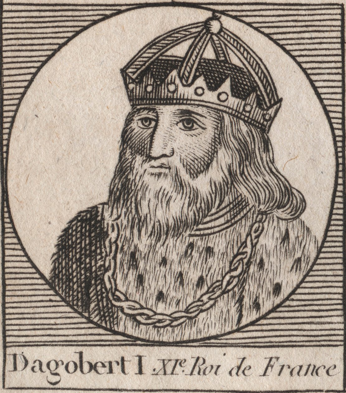 Portrait of Dagobert, King of the Franks from 628 to 638 - engraving from 