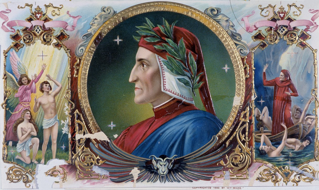 Portrait of Dante - Cigar box label, late 19th century by Unknown artist