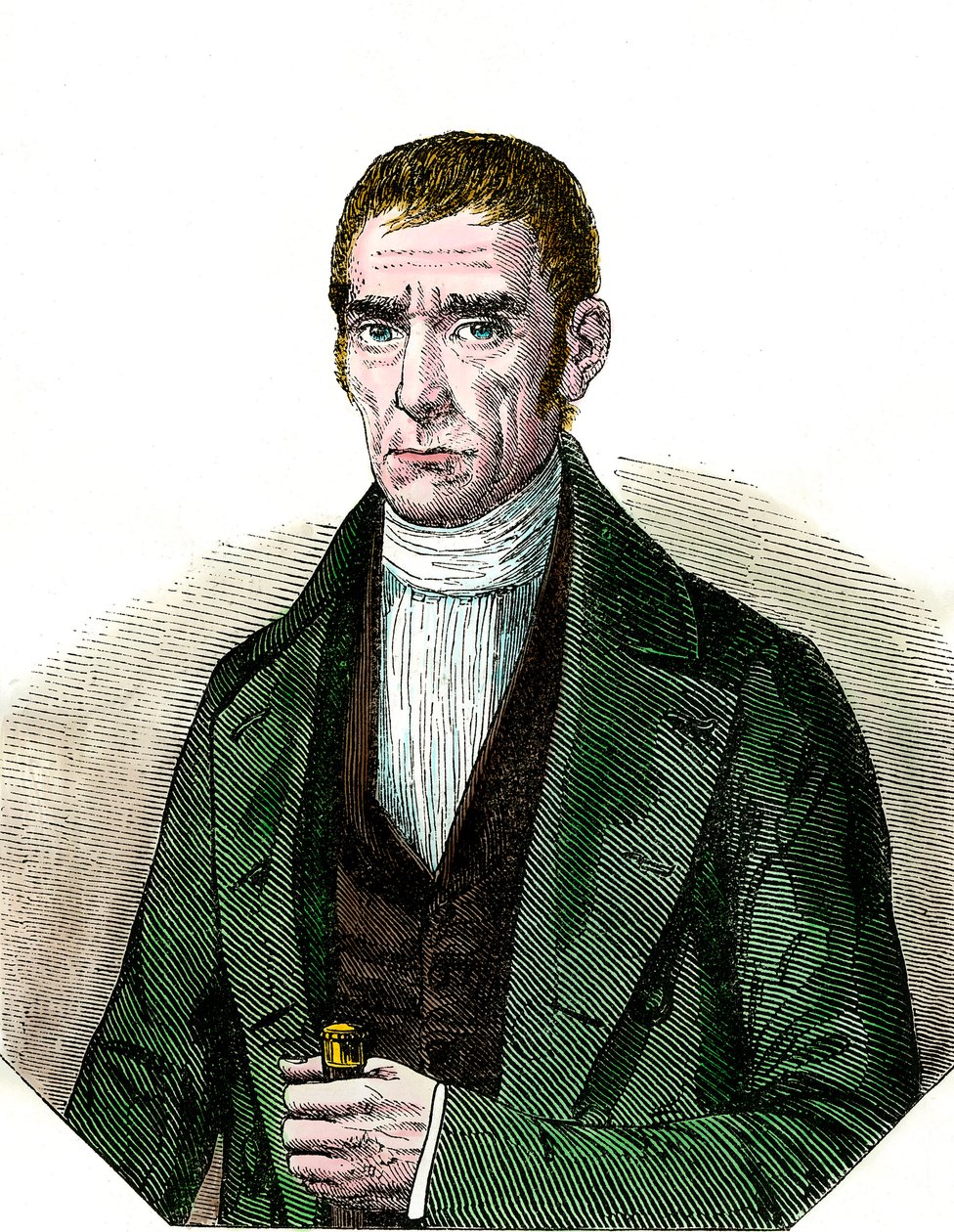 Portrait of Don Joaquim Suares (1781-1868) President of the Republic of Uruguay. Engraving of the 19th century by Unknown artist