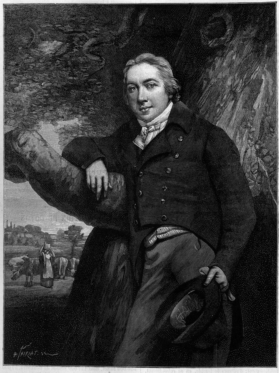 Portrait of Edward Jenner (1749-1823), English doctor and naturalist, inventor of smallpox vaccine. From a period engraving. Engraving in 