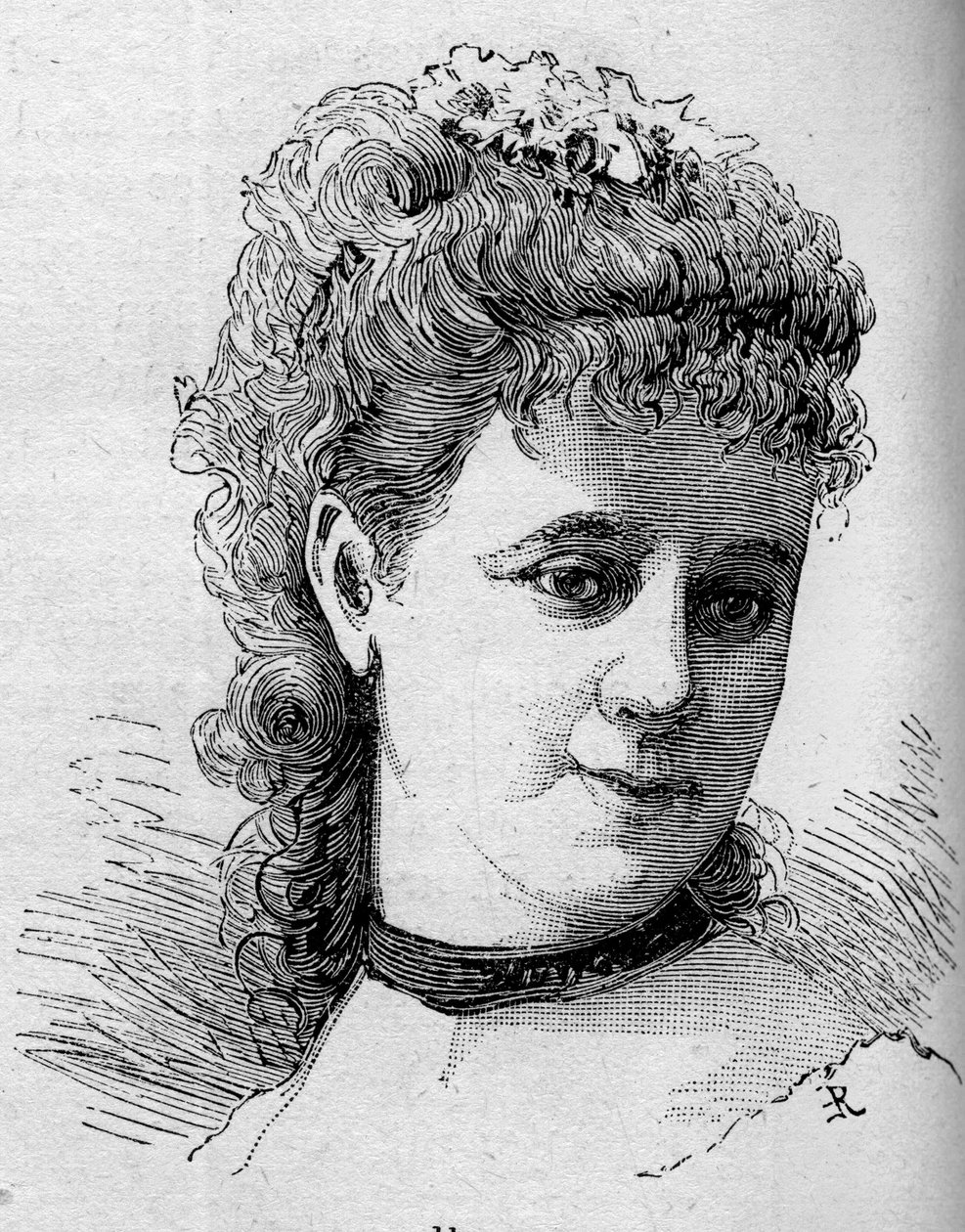 Portrait of Emilie Broisat (1848-1929), French comedian, member of the Comedie Francaise. Engraving in Le Monde Illustré n°1168 of 16 August 1879. by Unknown artist
