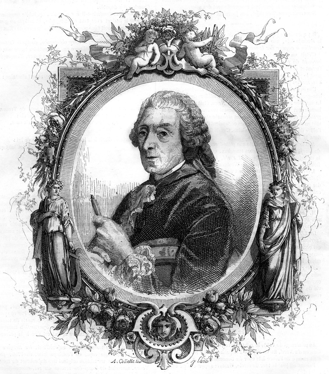 Portrait of English painter Francois Boucher (1703-1770) engraving 1858 by Unknown artist