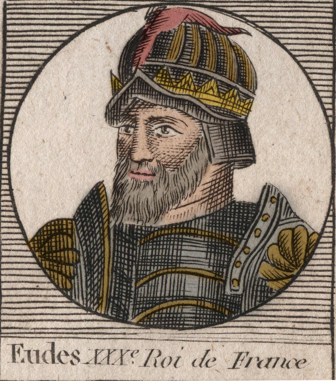 Portrait of Eudes (Odon) (c.860-898), Count of Paris and Troyes, then King of France (engraving from 