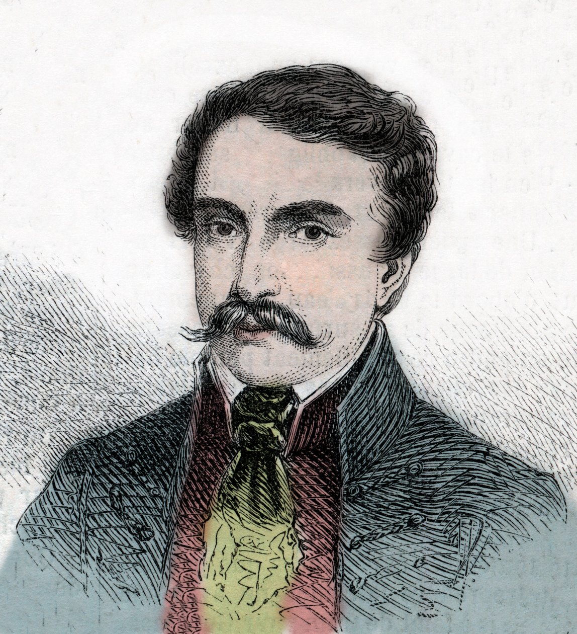 Portrait of Ferenc Deak, Hungarian politician - Engraving from 