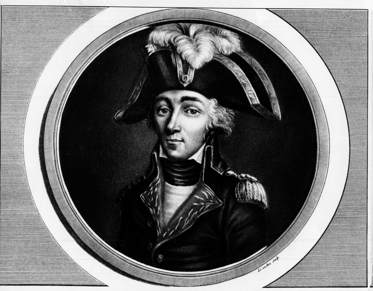 Portrait of Francois Hanriot (1761-1794), French Revolutionary. Engraving in 