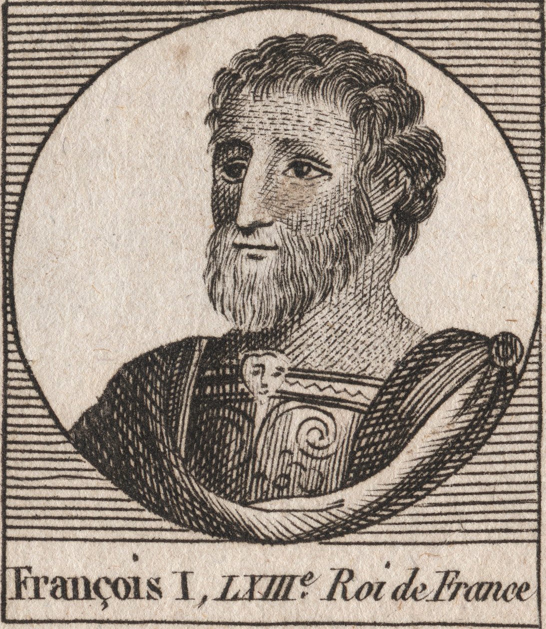 Portrait of Francis I (1494 - 1547), King of France - engraving from “Instruction sur l