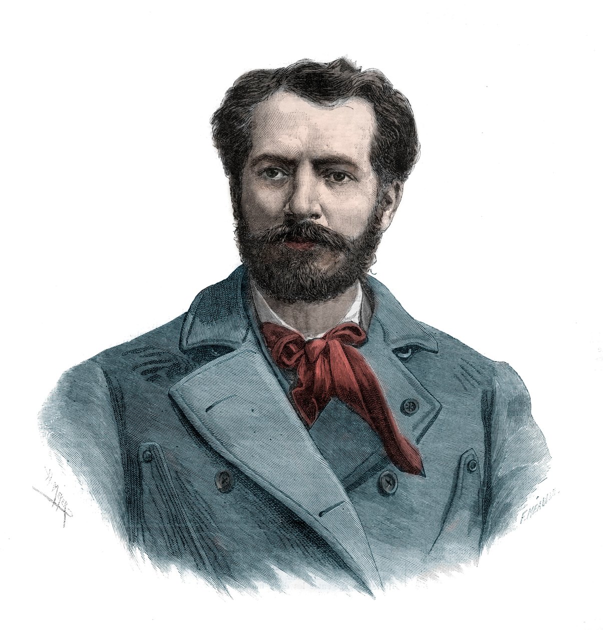Portrait of Frederic Auguste Bartholdi (1834-1904), French Sculptor - Engraving 1883 by Unknown artist