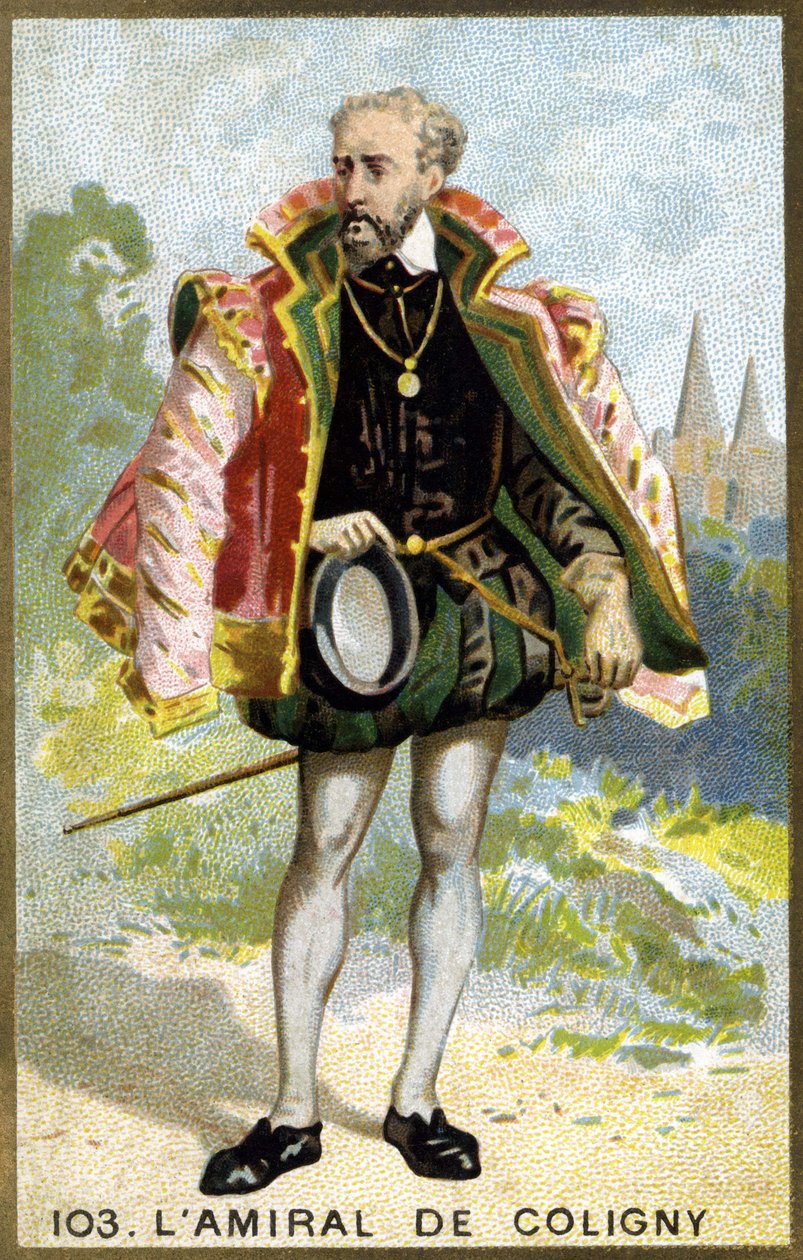 Portrait of Gaspard de Châtillon, Sire de Coligny (1519 - 1572), Admiral of France. Chromolithography of the 19th century by Unknown artist