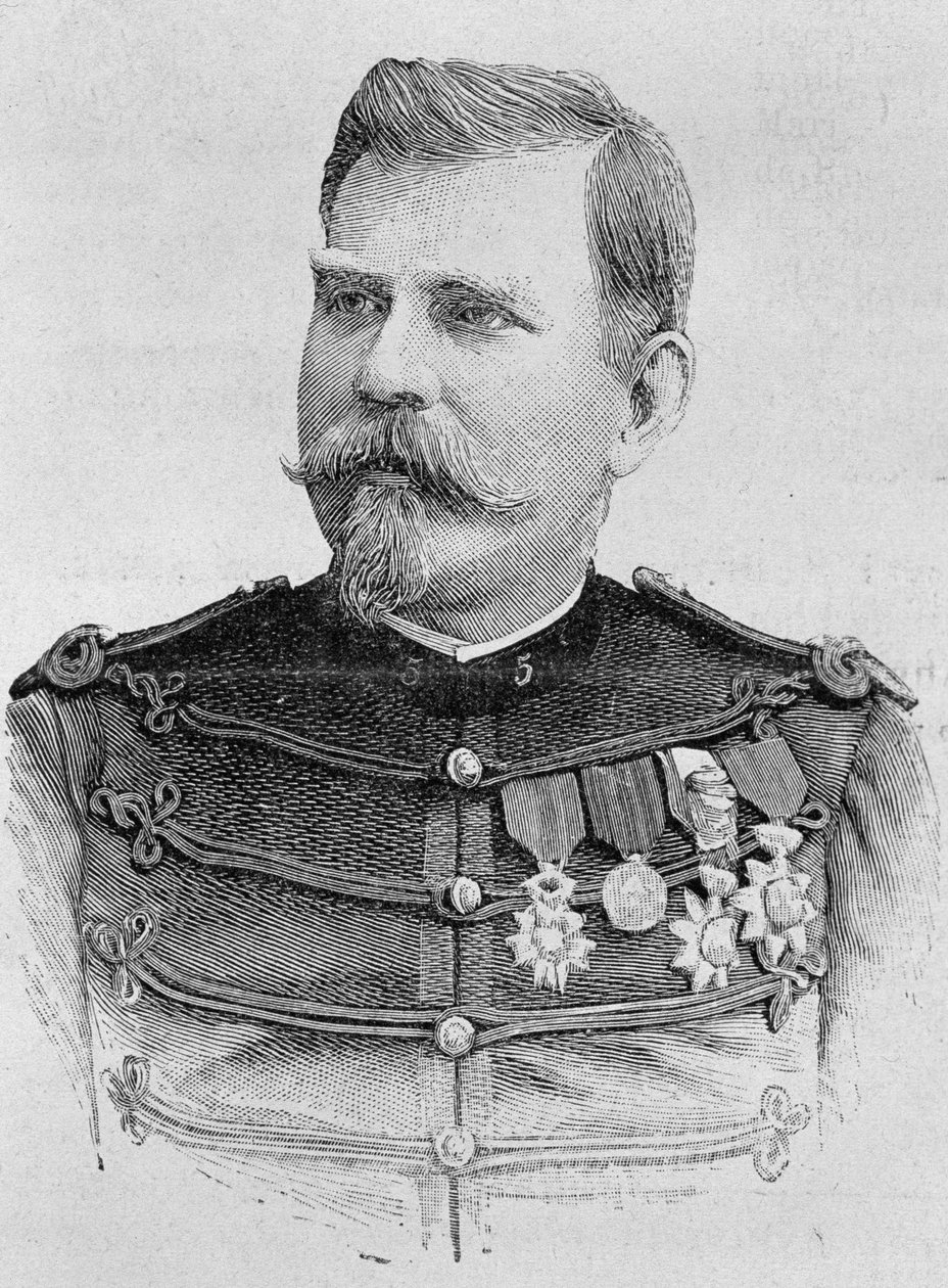 Portrait of General Joseph Joffre (1852 - 1931). Engraving of the end of the 19th century in 