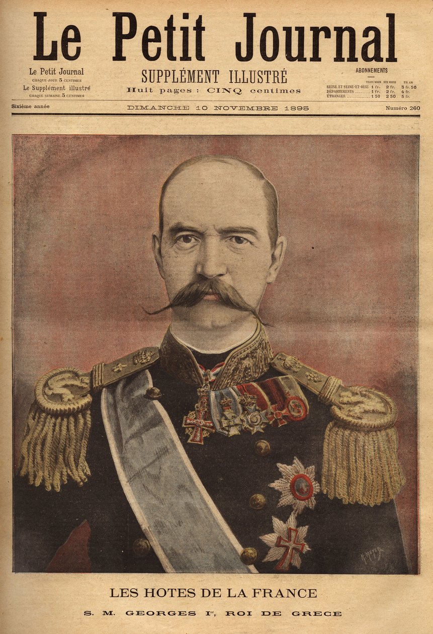 Portrait of George I, King of Greece (1845-1913). Engraving in Le petit journal 10/11/1895. Selva