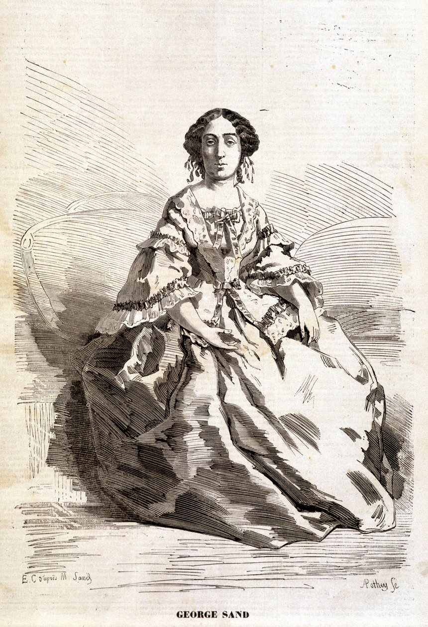 Portrait of George Sand (Aurore Dupin, Baronne Dudevant) (1804-1876). by Unknown artist