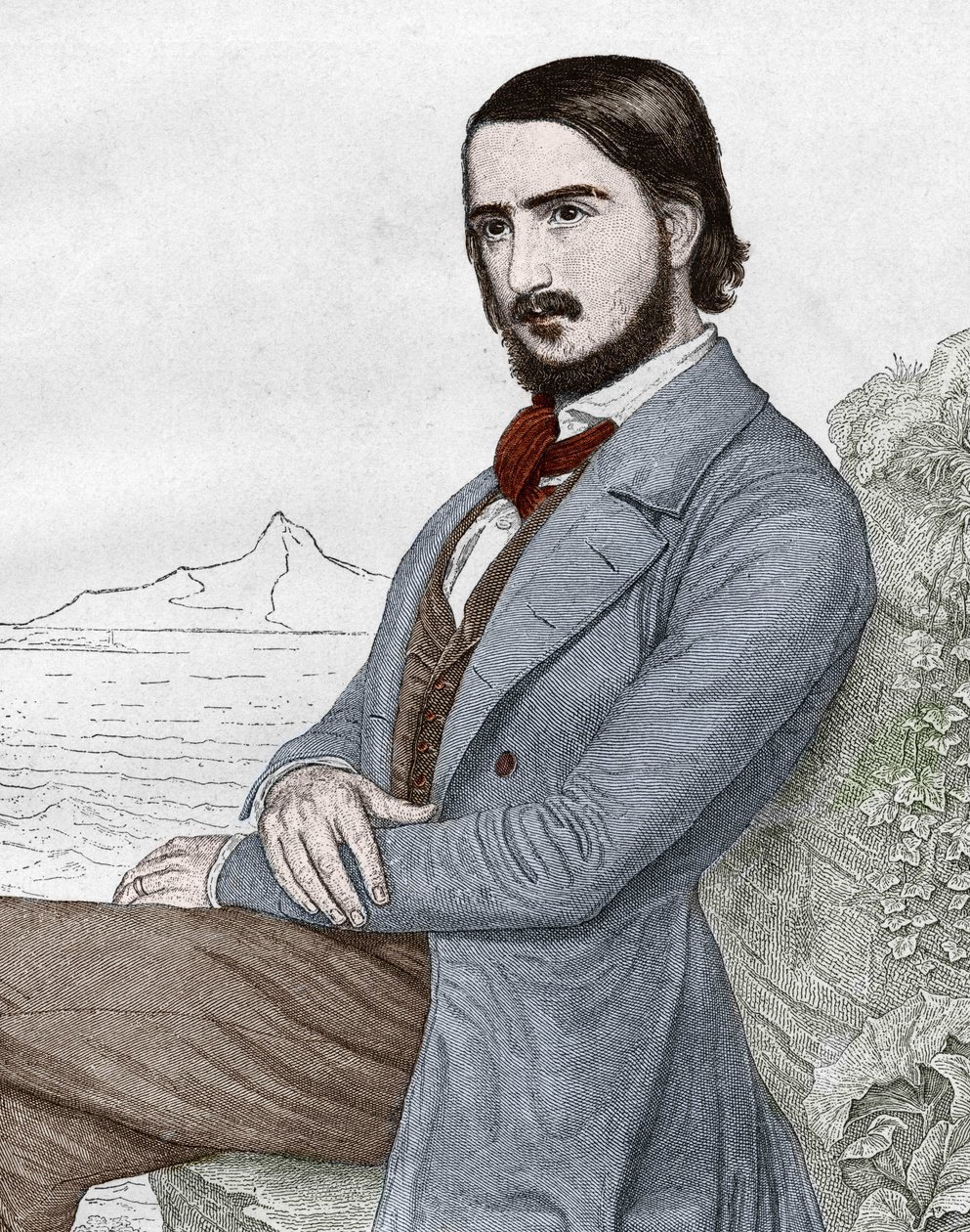 Portrait of Georges Herwegh, German Poet (1817-1875) based on the Painting of C. Hitz by Unknown artist