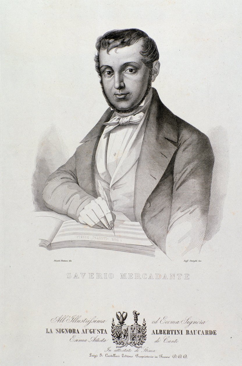 Portrait of Giuseppe Saverio Mercadante (1795-1870), Italian composer Lithograph. 19th century. Bologna, Civico Museo Musico by Unknown artist