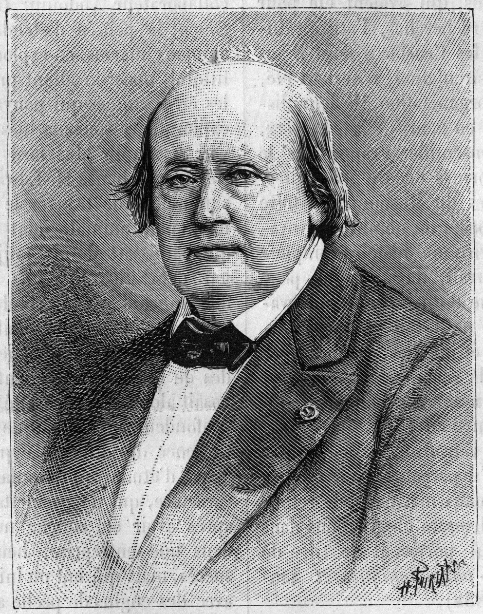 Portrait of Henri Milne Edwards (1800-1885), French naturalist. (From a photograph). Engraving in 