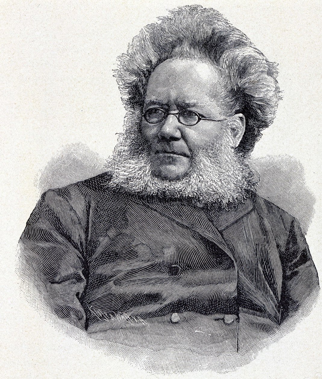 Portrait of Henrik (Henri) Johan Ibsen (1828-1906), Norwegian poet and playwright, engraving 19th century by Unknown artist