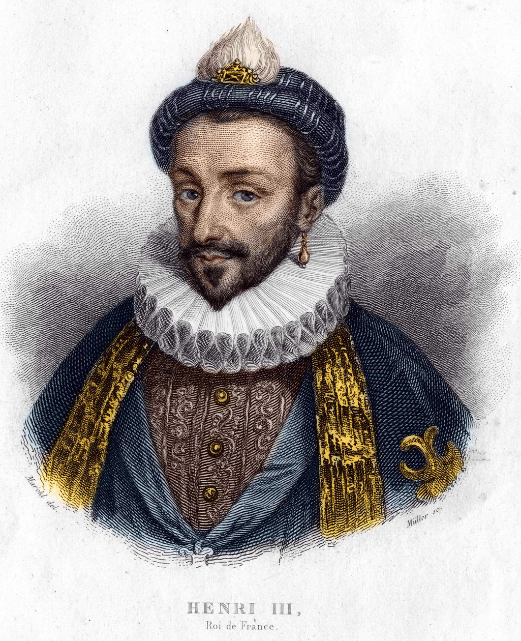 Portrait of Henry III (1551-1589), King of France. Engraving 19th Century by Unknown artist