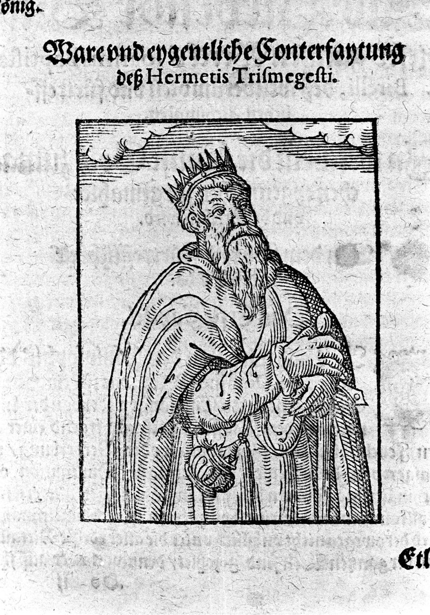 Portrait of Hermes Trismegistus, astrologer. Engraving from 