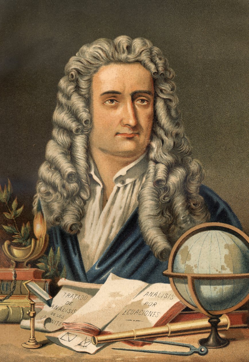 「NEWTON PORTRAITS」 Sir Isaac Newton, 19th century portrait. Art Prints, Posters