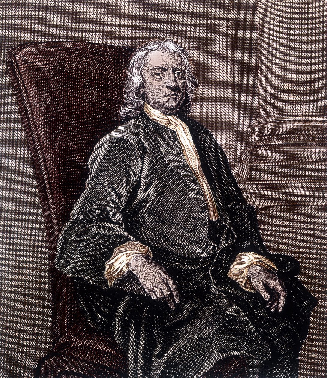 Portrait of Isaac Newton Seated in an Armchair - Engraving by Unknown artist