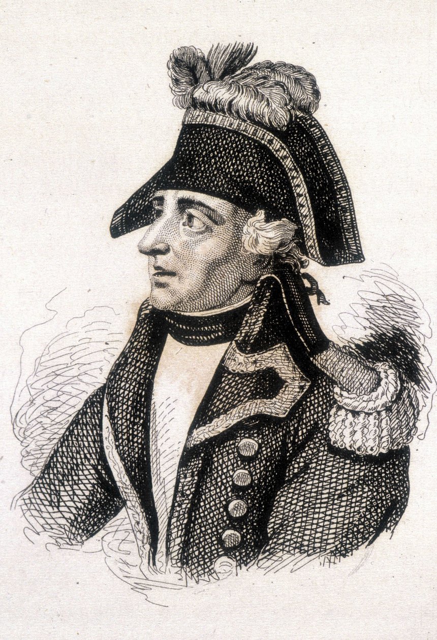 Portrait of Jacques Francois Coquille, dit Dugommier, French general. Engraving 19th century by Unknown artist
