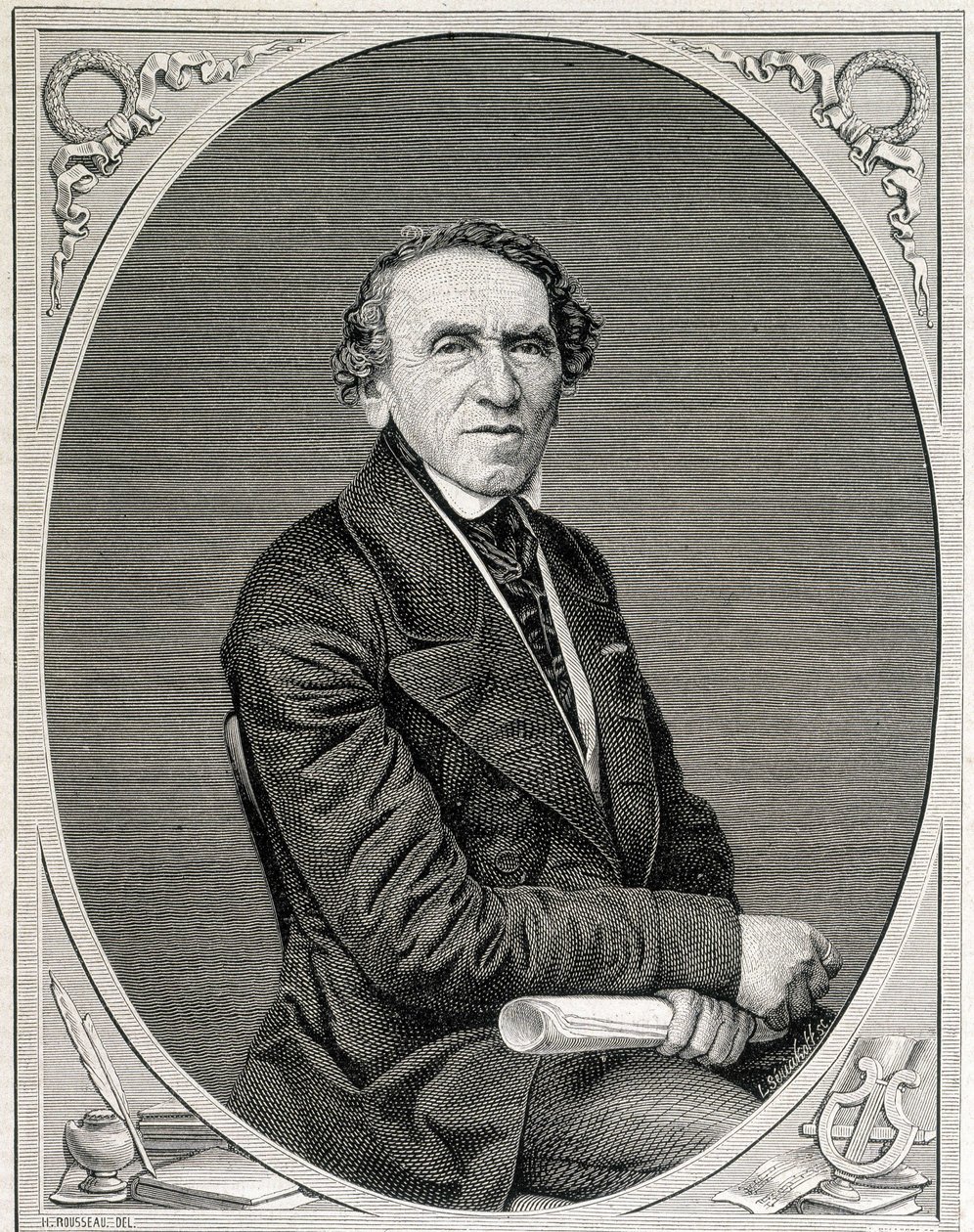 Portrait of Jakob Liebmann Beer, known as Giacomo Meyerbeer, German composer. Engraving 19th century by Unknown artist