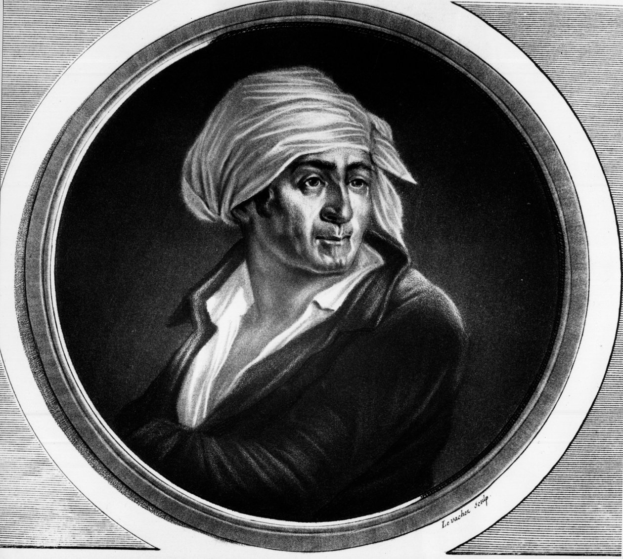 Portrait of Jean Paul Marat (1763-1793). Engraving in 