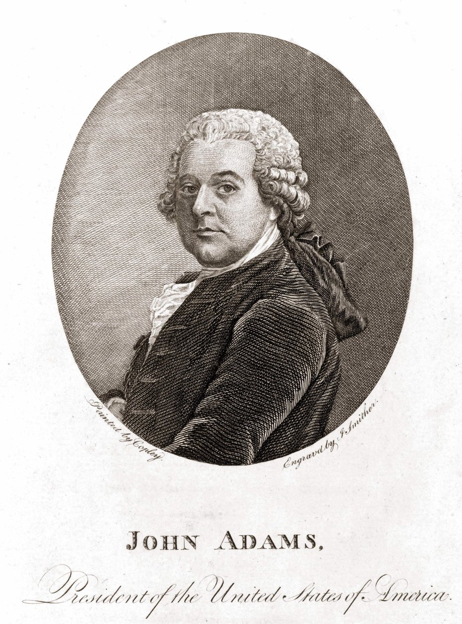 Portrait of John Adams, 2nd President of the United States. Engraving 19th century by Unknown artist