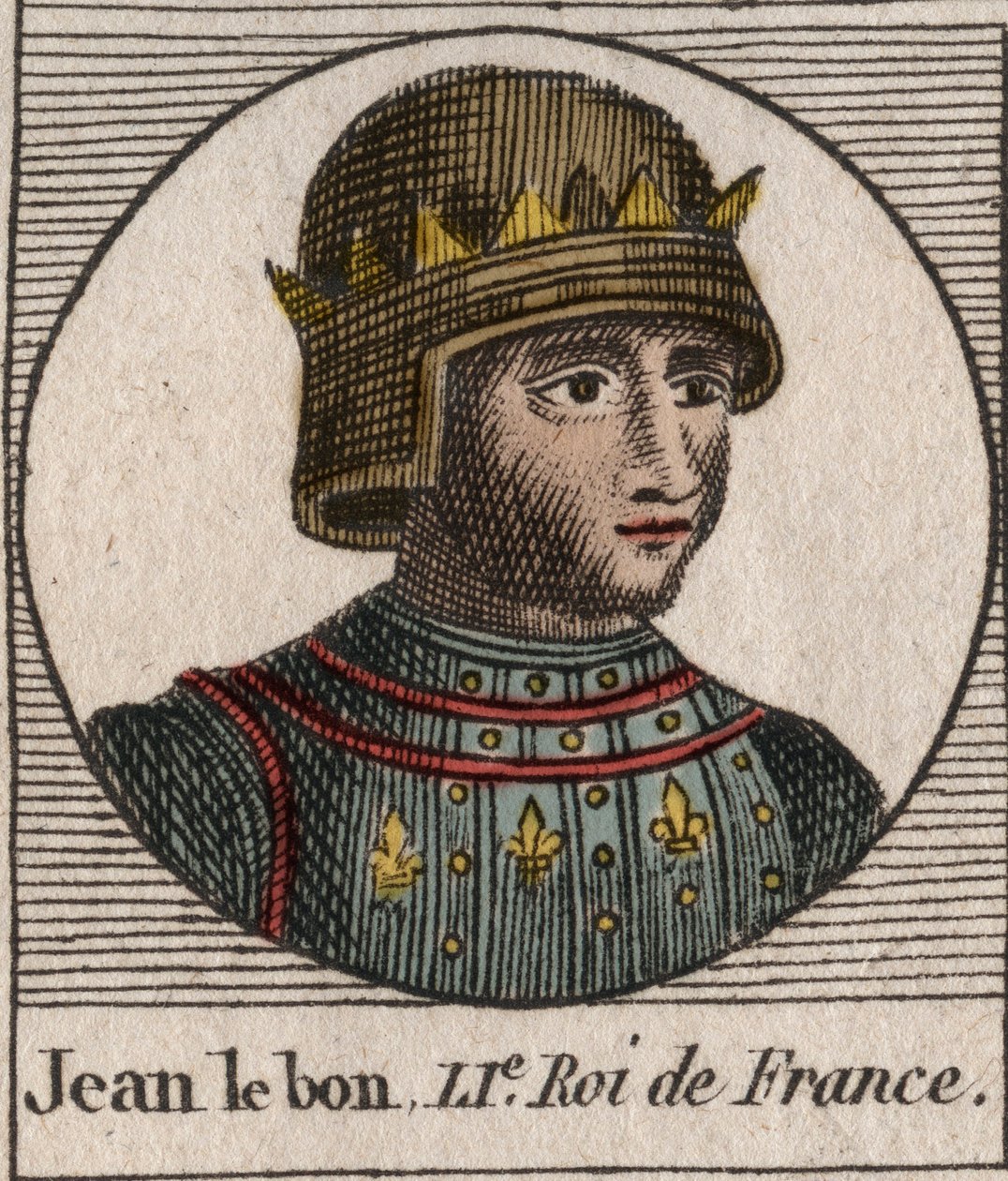 Portrait of John II the Good (1319-1364), King of France - engraving from 