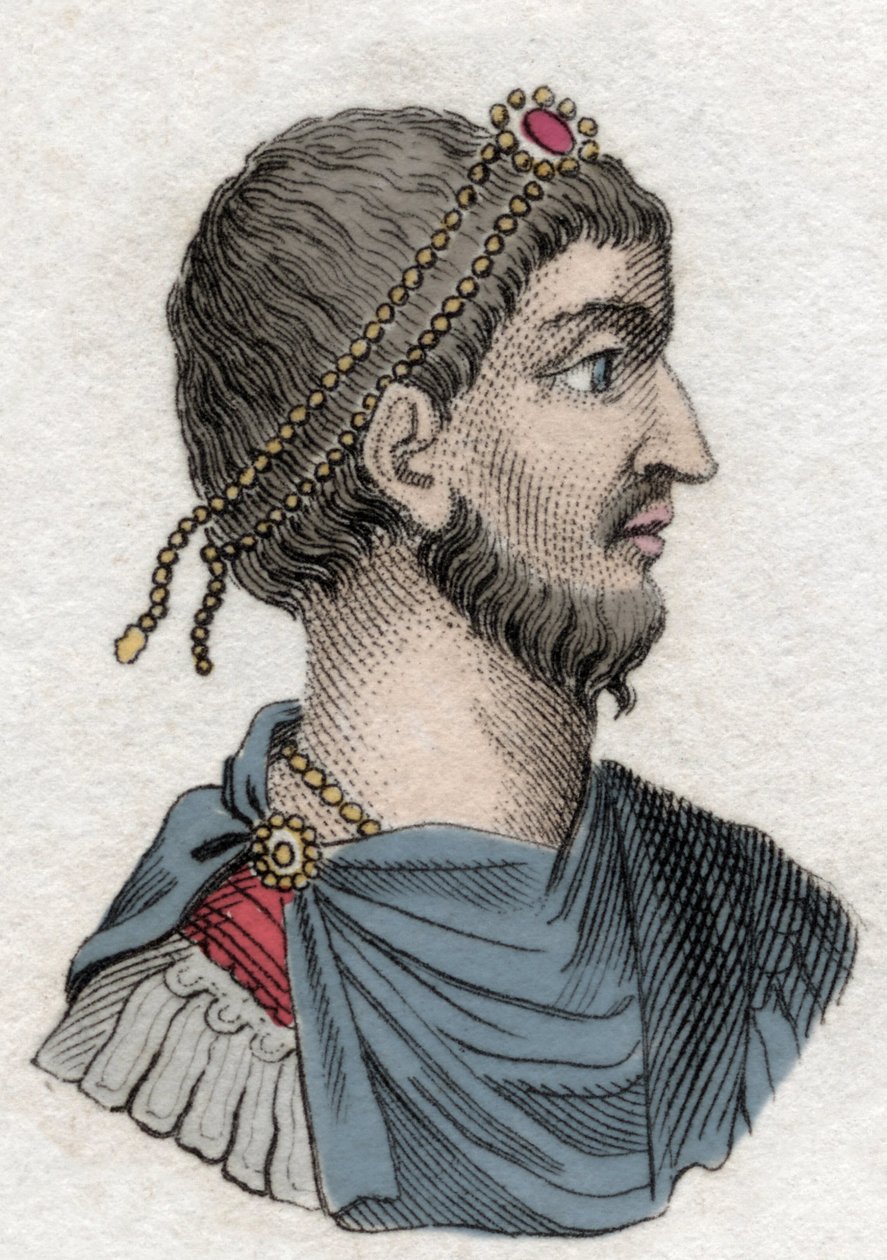 Portrait of Julian the Apostate, Roman Emperor. 19th century engraving. by Unknown artist