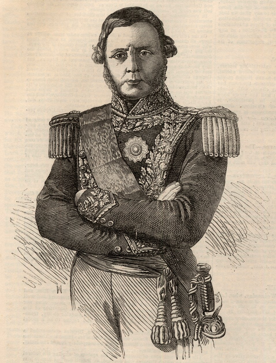 Portrait of Justo Jose de Urquiza y Garcia (1801-1870) - Argentine general and politician engraving 1852 by Unknown artist