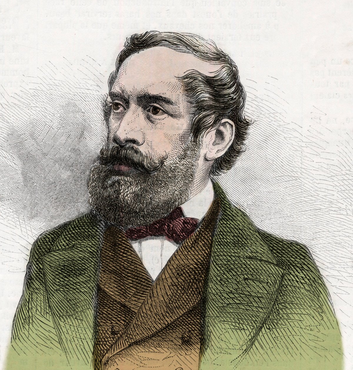 Portrait of Lajos Kossuth, Hungarian Politician - Engraving from 