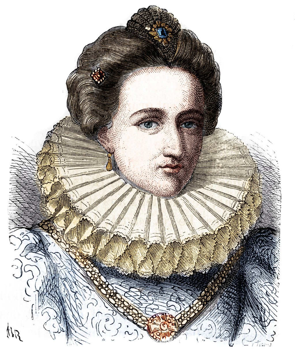 Portrait of Leonora Dori (or Dosi) called Galigai, marechale of Anchor (1568-1617). She wears a strawberry collar - in 