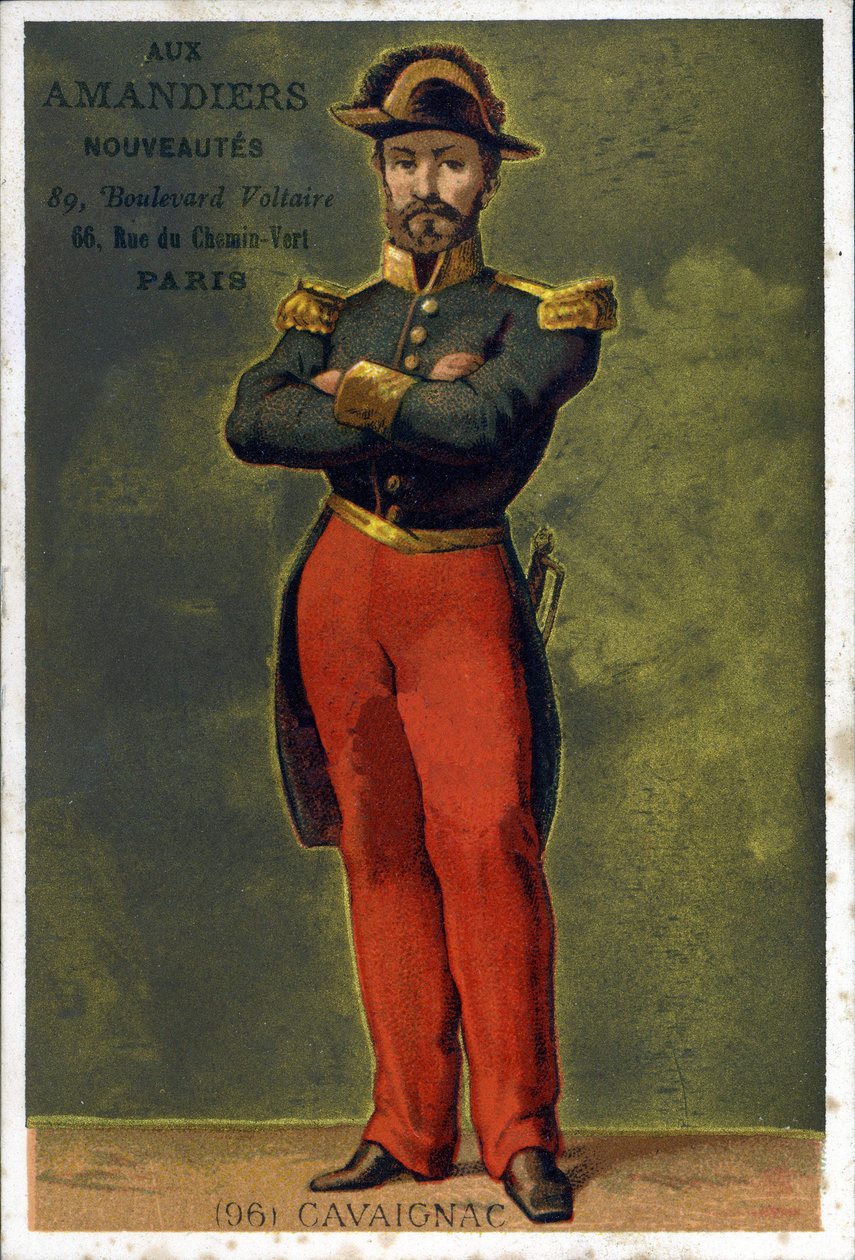 Portrait of Louis-Eugène Cavaignac (1802 - 1857), French General and politician. Chromolithography of the late 19th century by Unknown artist